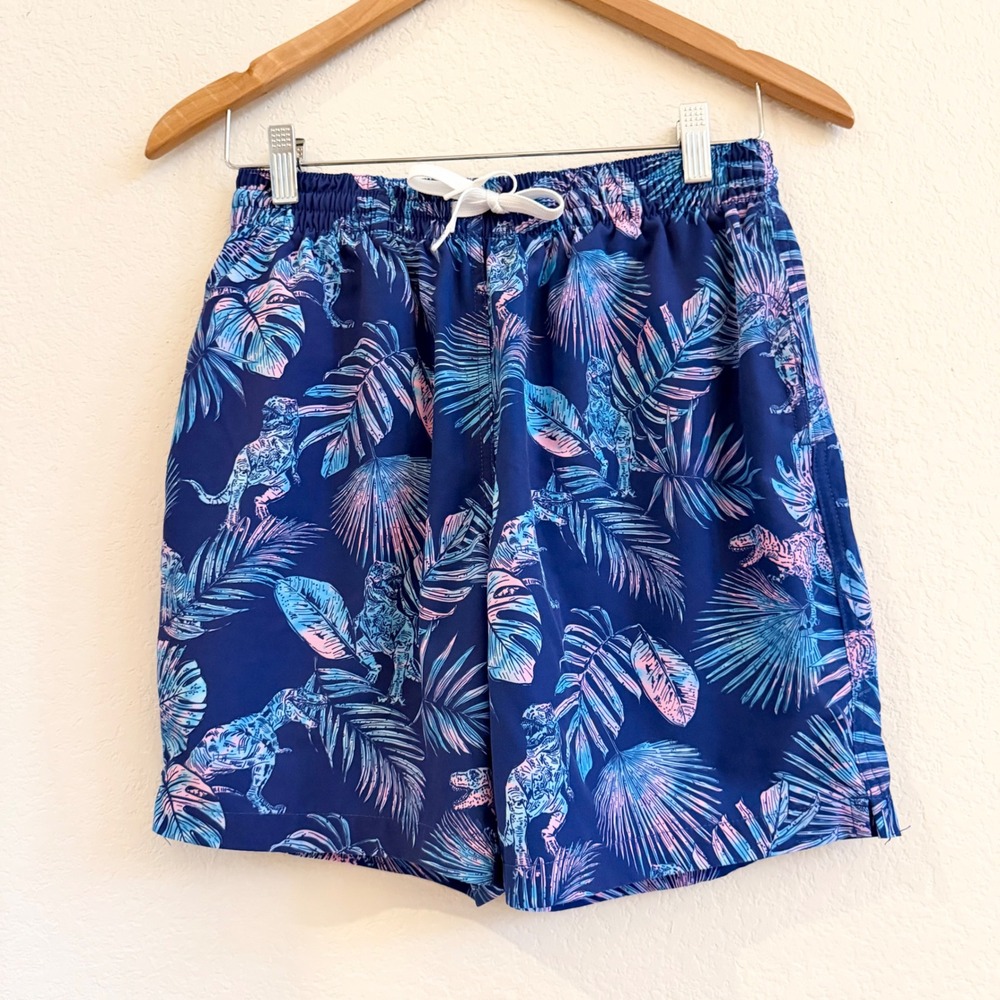 Chubbies Prehistoric Blues Mens Medium 7" Inseam Swim Trunks‎ Navy Blue Dinosaur
